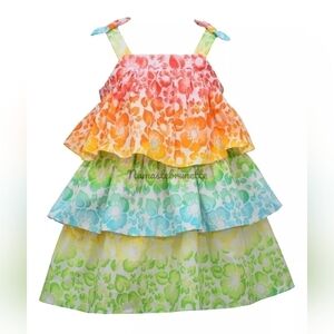 Nwt Bonnie Jean Baby Girls Tropical Floral Tiered Ruffle Dress